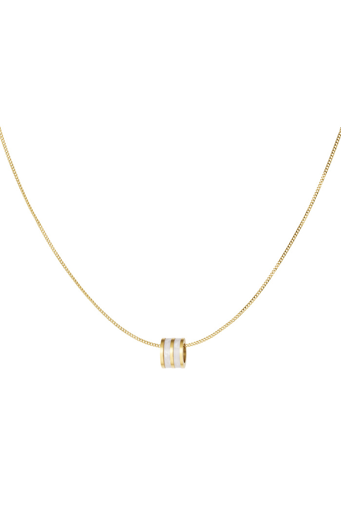 Halskette mit rundem Charme – Gold/Weiß 