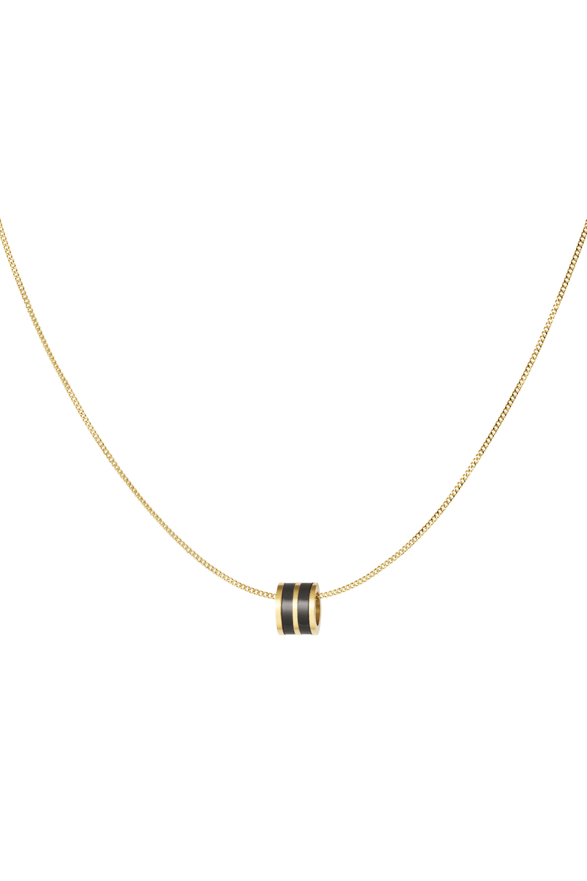 Halskette mit rundem Anhänger – Gold/Schwarz