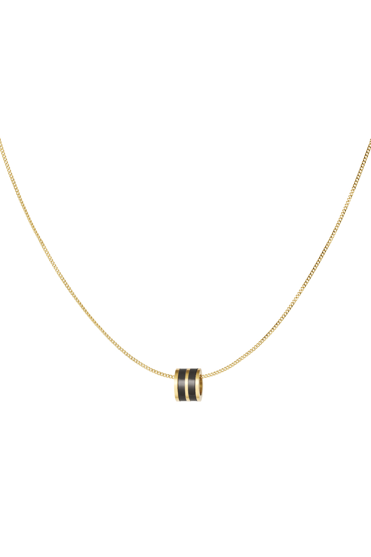 Necklace round charm - gold/black 2