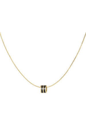 Necklace round charm - gold/black h5 
