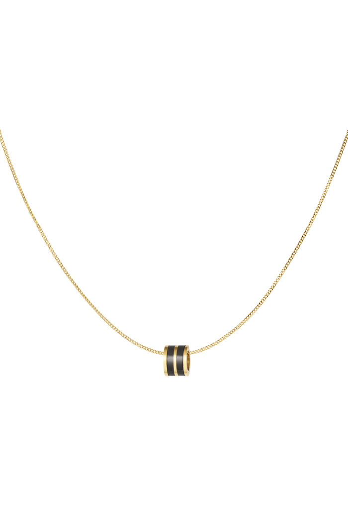 Necklace round charm - gold/black 