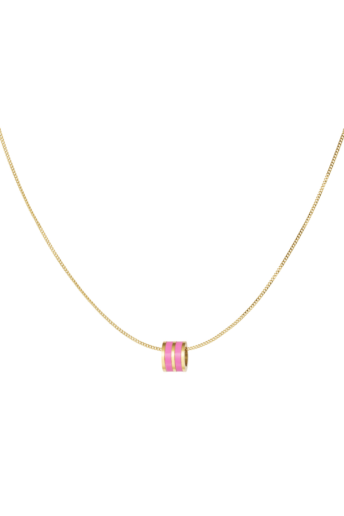 Necklace round charm - gold/pink