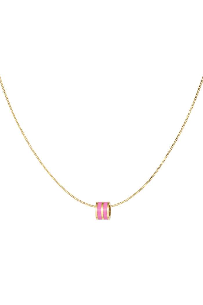 Necklace round charm - gold/pink 