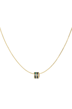 Halskette mit rundem Anhänger – Gold/Grün h5 