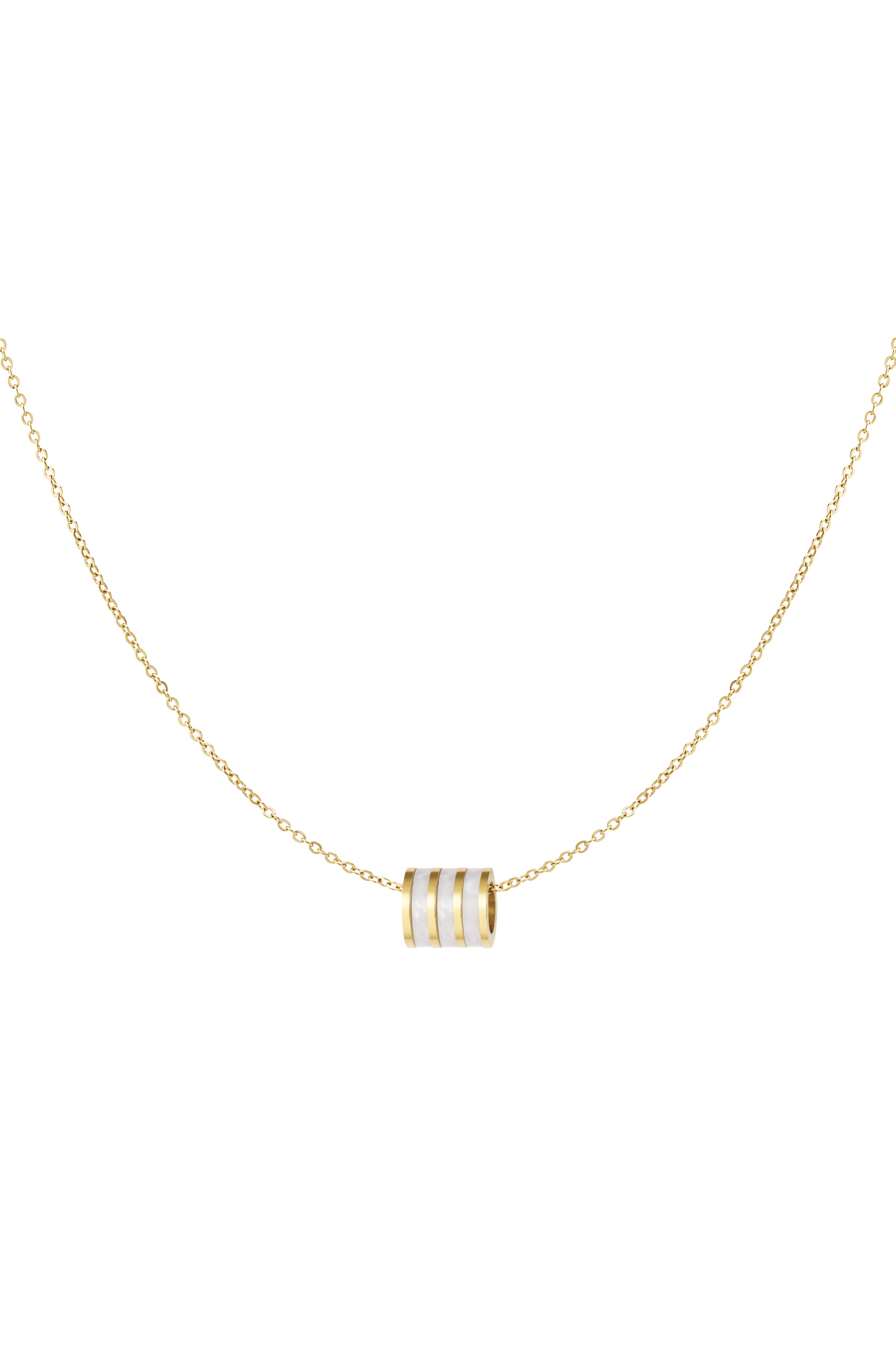 Halskette mit rundem Charme – Gold/Weiß