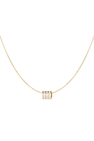 Halskette mit rundem Charme – Gold/Weiß h5 