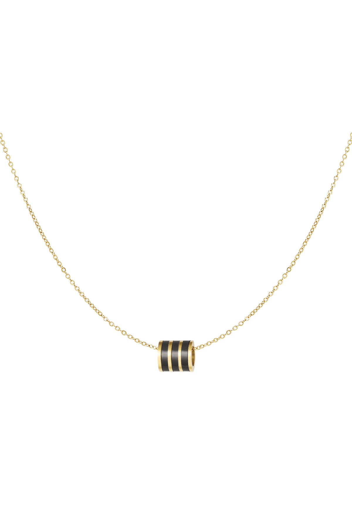 Necklace round charm - gold/black