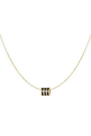 Necklace round charm - gold/black h5 