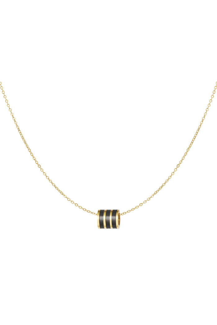 Necklace round charm - gold/black 