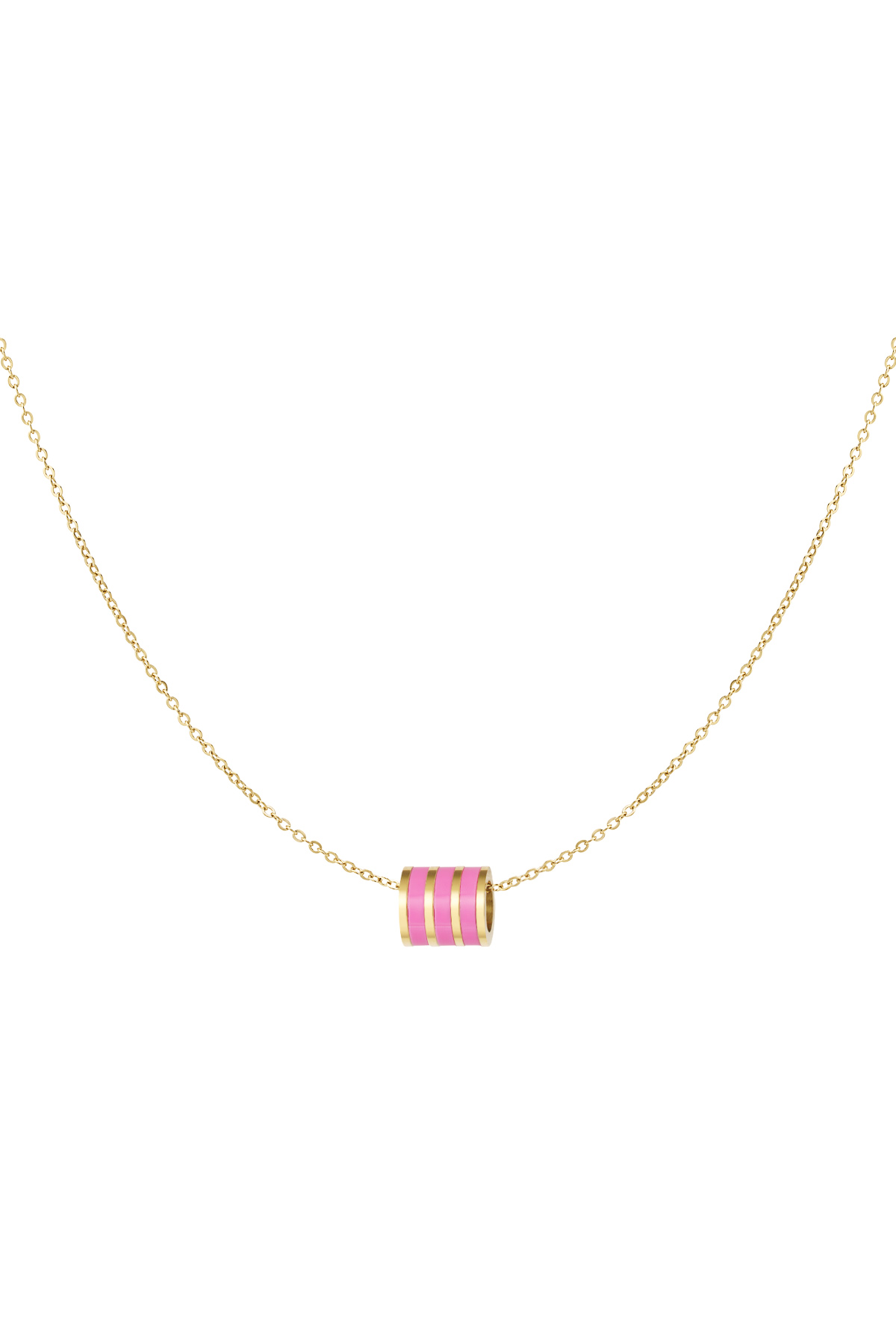 Halskette mit rundem Anhänger – Gold/Rosa
