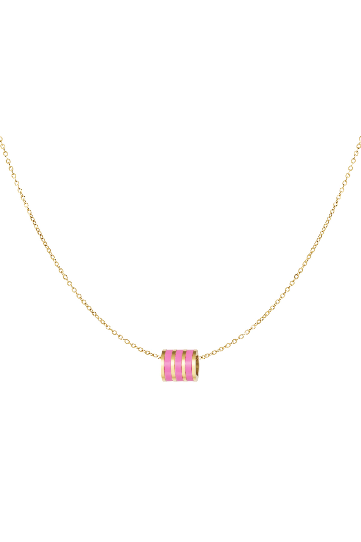 Collier charm rond - doré/rose 2