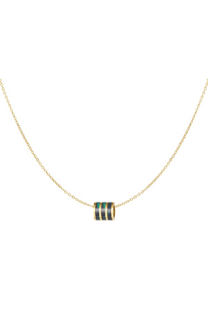 Necklace round charm - gold/green h5 