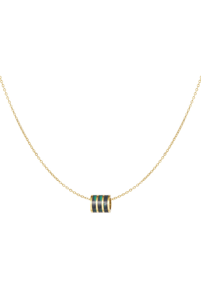 Necklace round charm - gold/green 