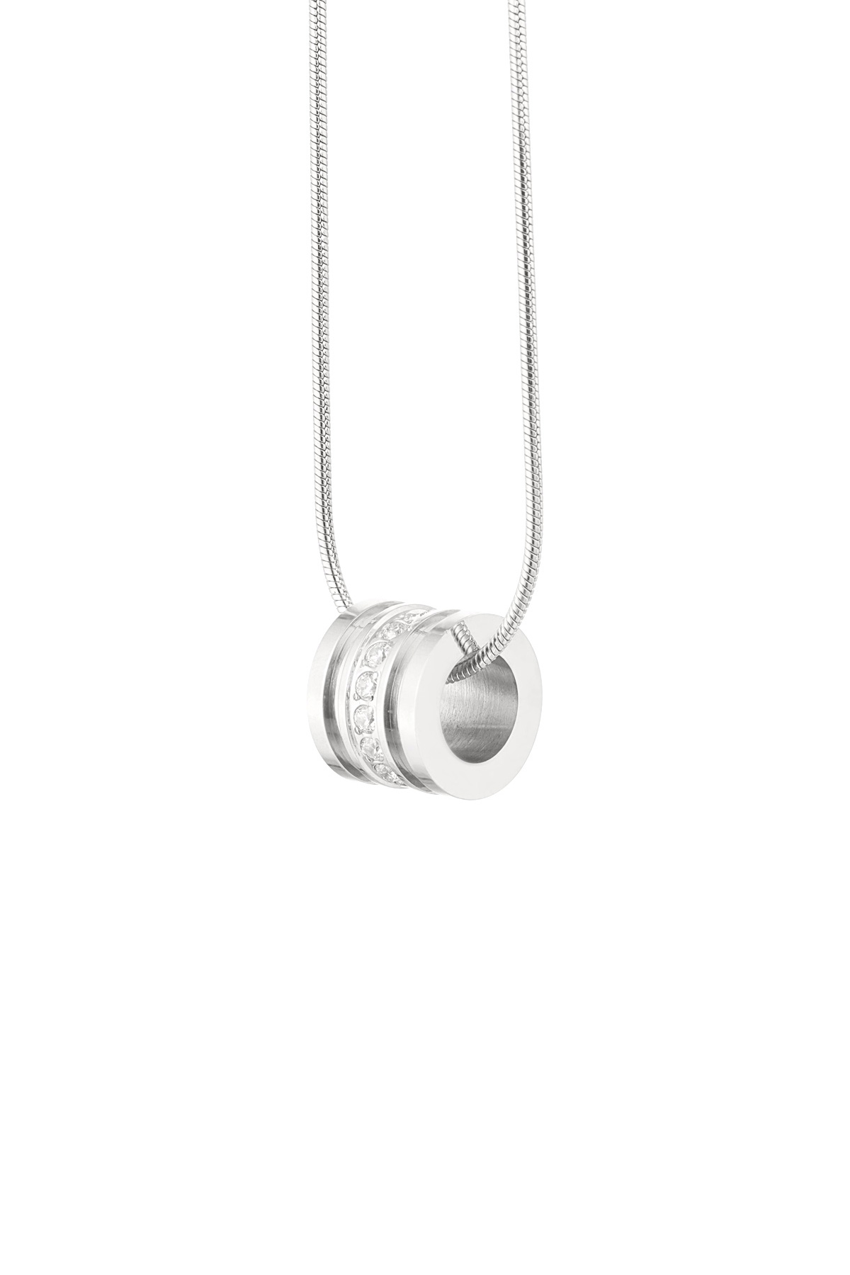 Ketting ronde bedel - zilver Afbeelding5