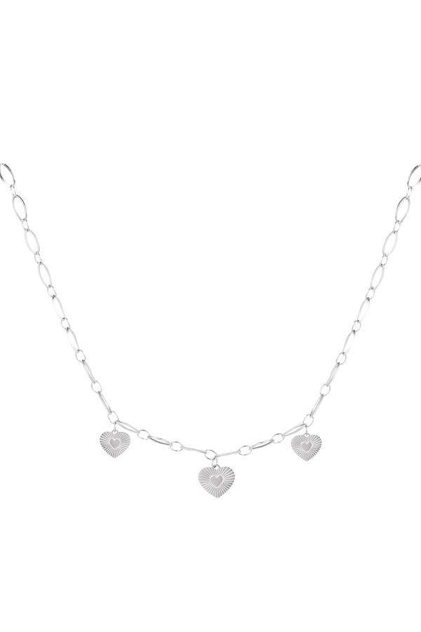 Necklace three hearts coins - silver