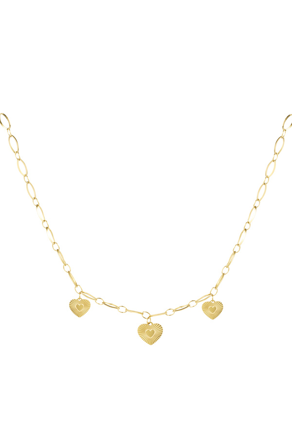 Necklace three hearts coins - gold