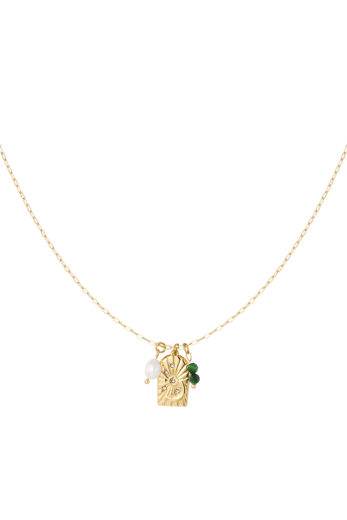 Charm-Halskette Party – Gold/Grün