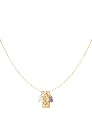 Necklace charm party - gold/purple h5 