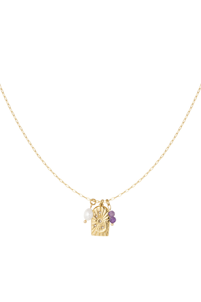 Necklace charm party - gold/purple 