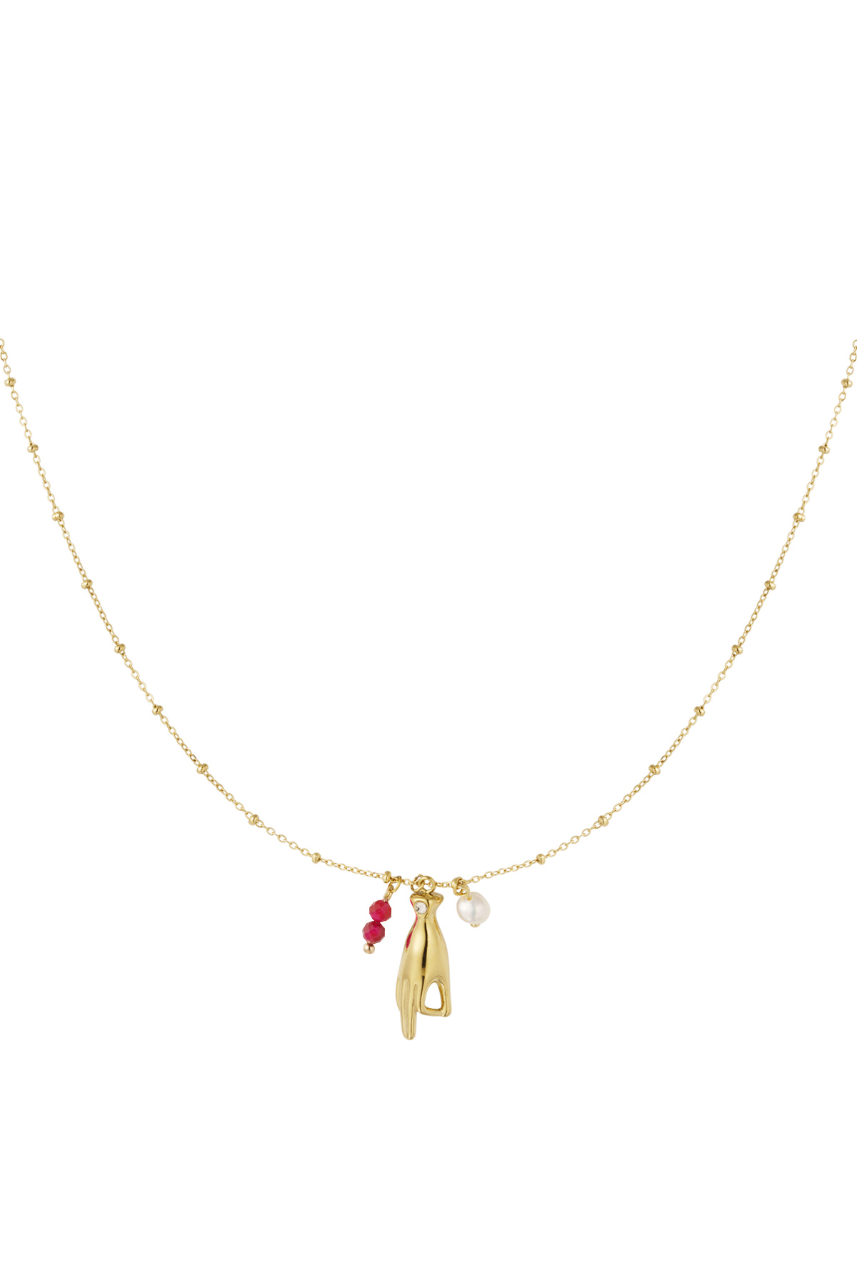 Necklace with open hand charm - pink Gold color 2