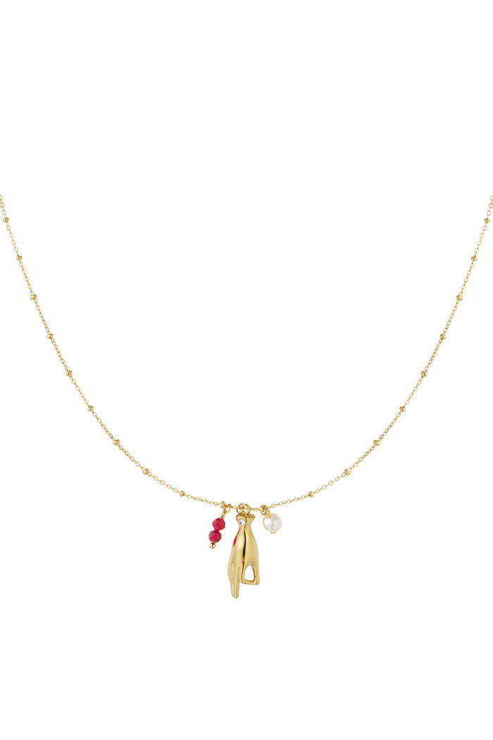 Necklace with open hand charm - pink gold 