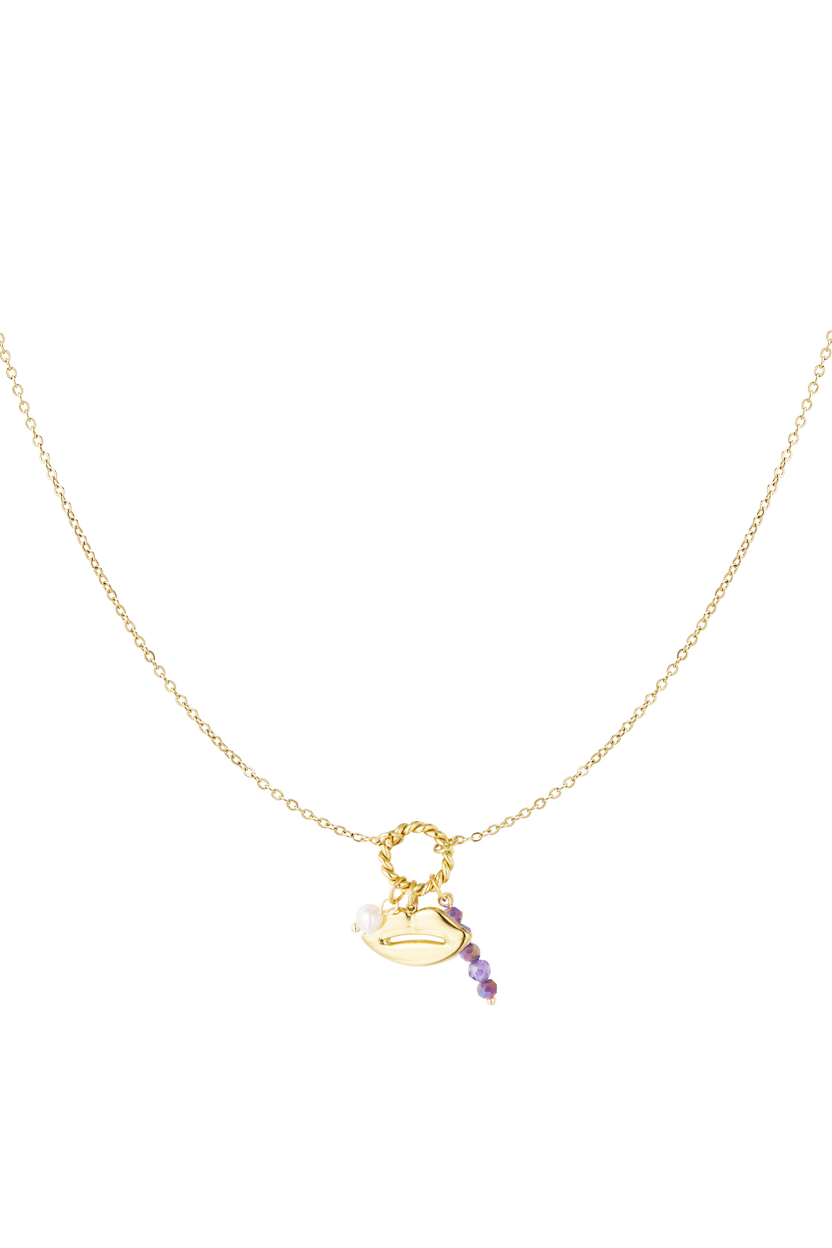 Collier bouche avec perles - doré/violet h5 