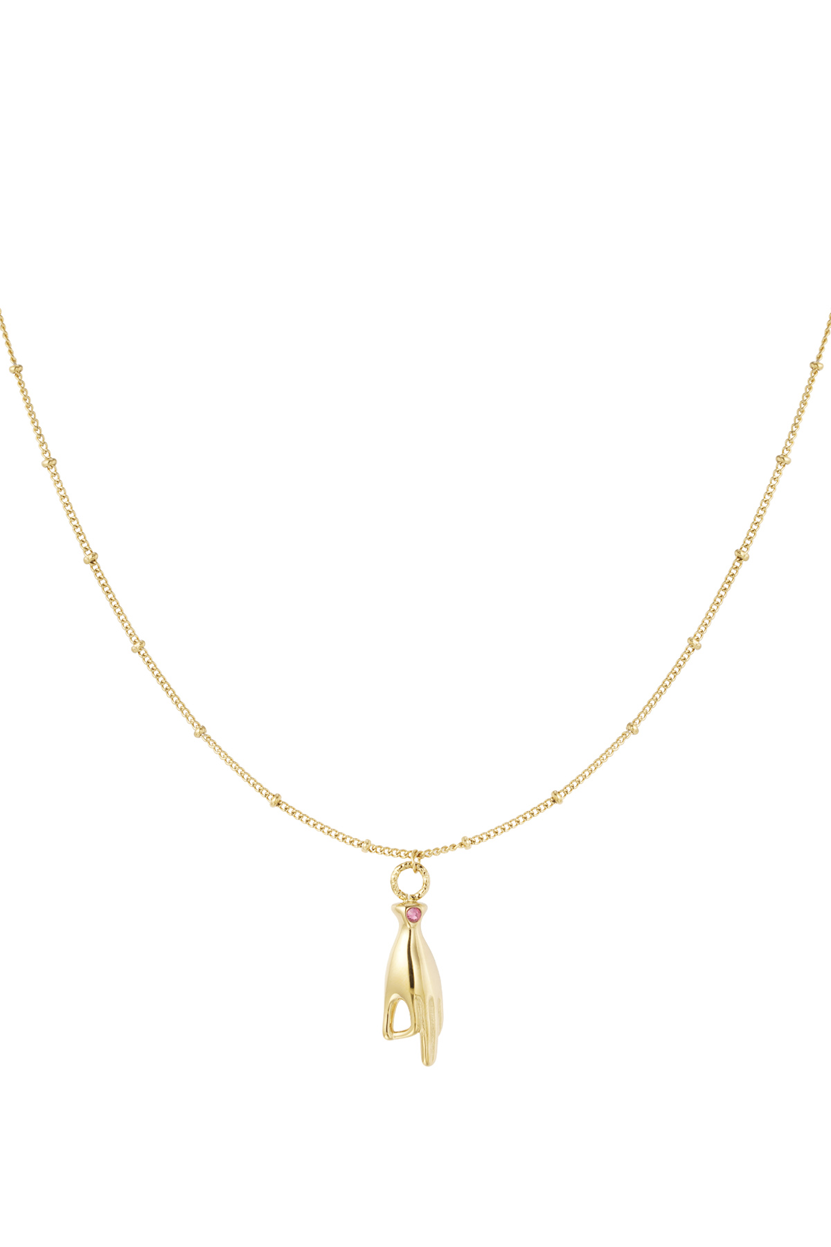 Halskette Handanhänger mit Stein – Gold/Rosa h5 