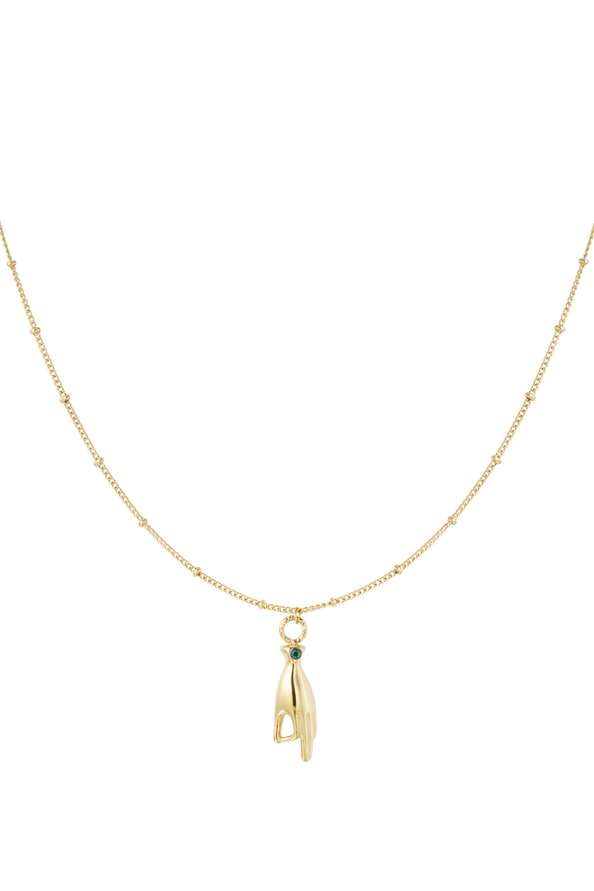 Halskette Handanhänger mit Stein – Gold/Grün h5 