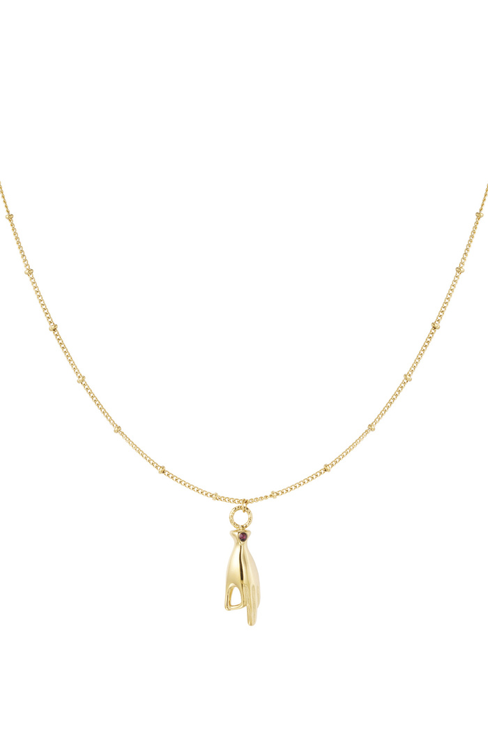 Halskette Handanhänger mit Stein – Gold/Lila 