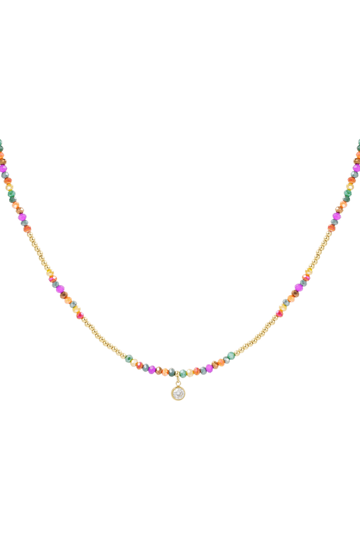 Kleurrijke ketting natuursteen en strass steentje - multi 2