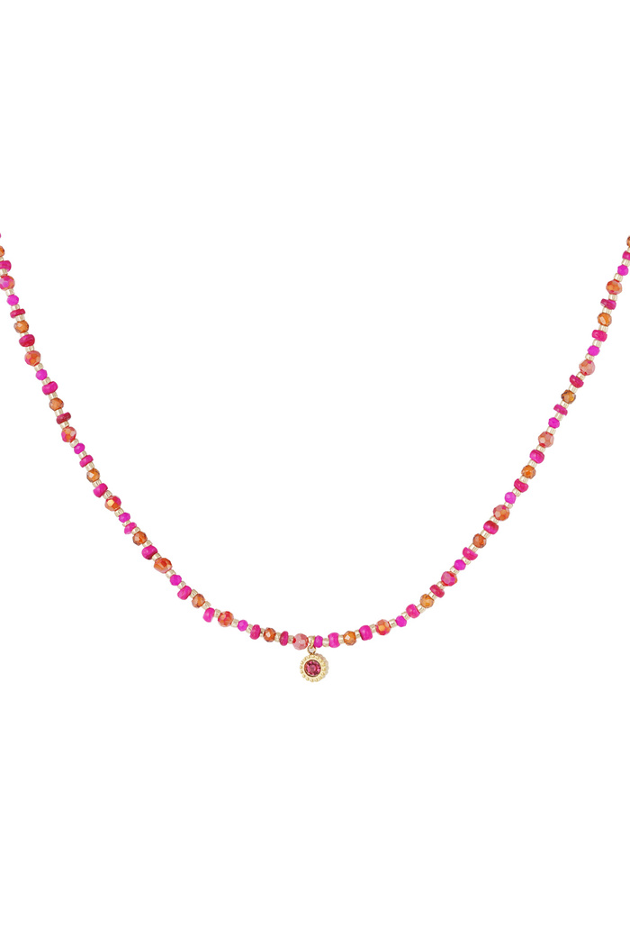 Bead chain charm - pink/orange 