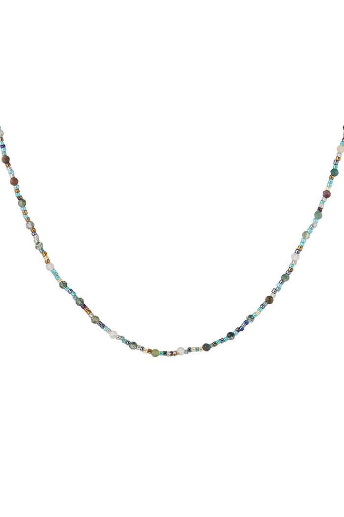 Colorful necklace natural stone - green gold 