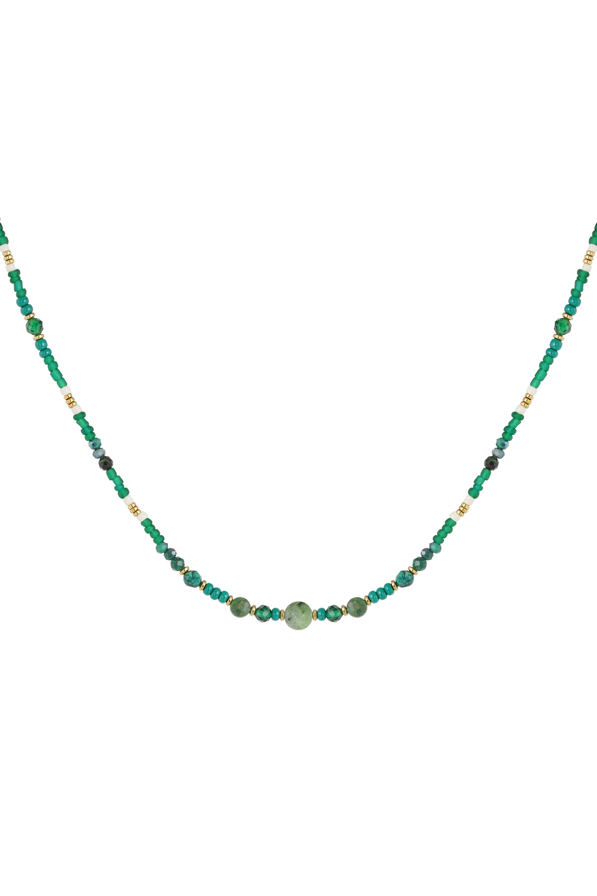 Necklace green beads - green 