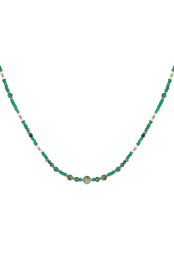 Necklace green beads - green 