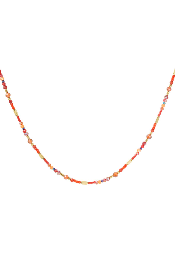 Halskette mit verschiedenen Perlen - rot