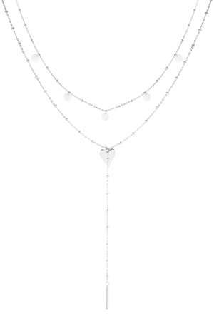 Necklace long in the middle with circles - silver h5 
