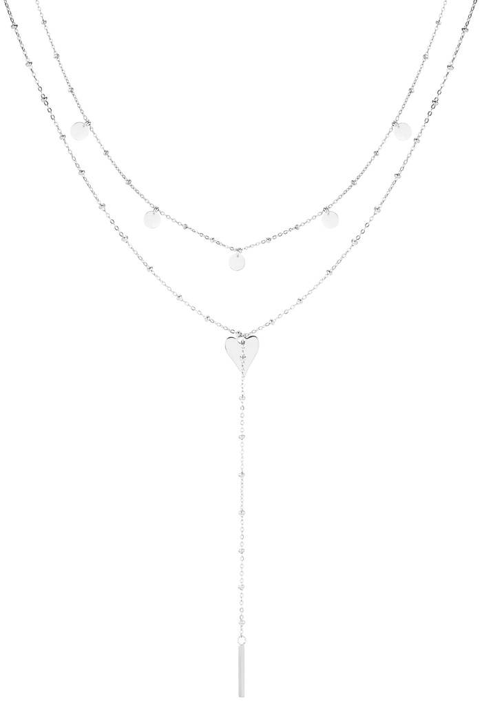 Necklace long in the middle with circles - silver 