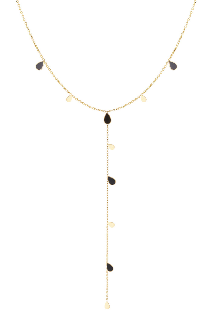Long necklace enamel drop - black gold 