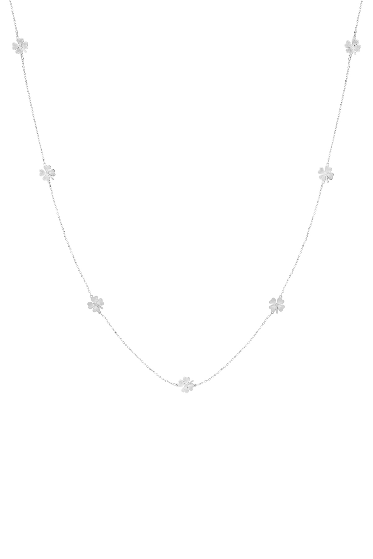 Lange Kleeblatt-Halskette – Silber 