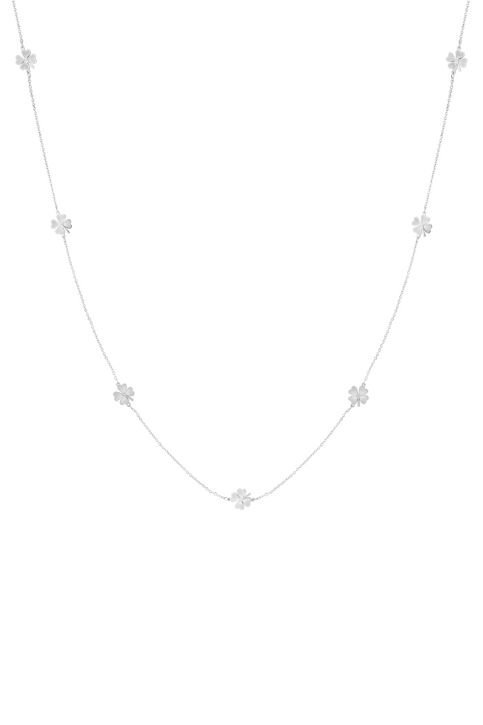 Long clover necklace - silver 