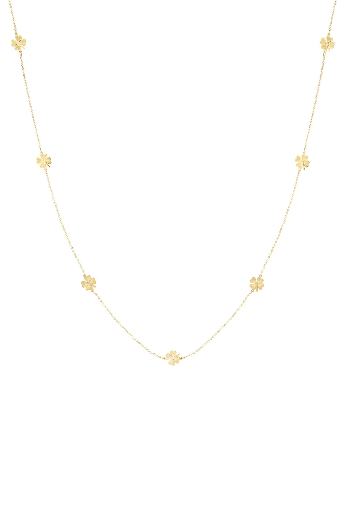 Lange Kleeblatt-Halskette – Gold h5 