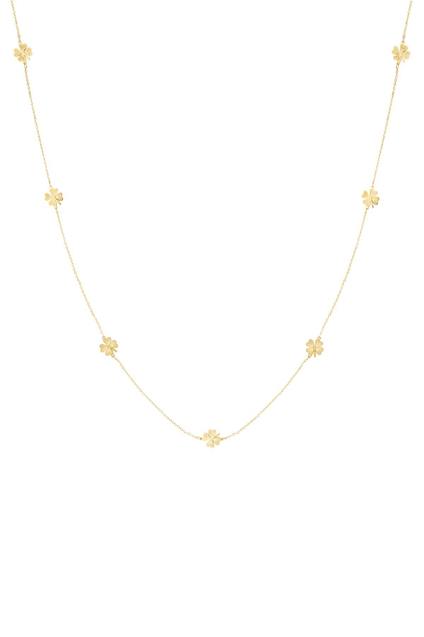 Lange Kleeblatt-Halskette – Gold