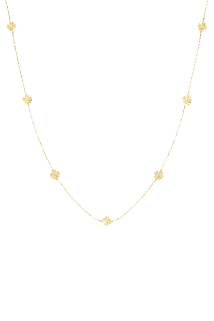 Lange Kleeblatt-Halskette – Gold 