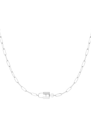 Chain link with lock - silver h5 