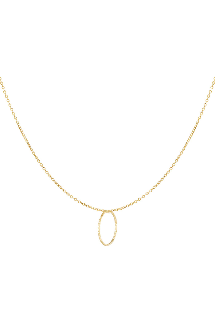Einfache Halskette mit rundem Anhänger – Gold 