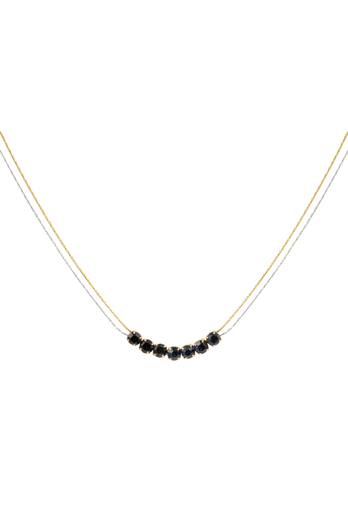 Necklace gold/silver with stone - black