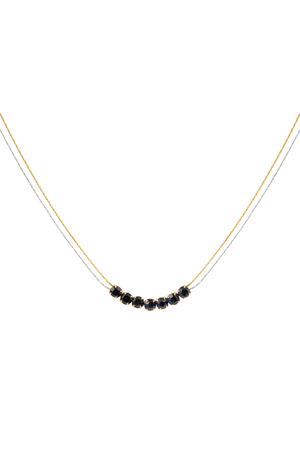 Necklace gold/silver with stone - black h5 