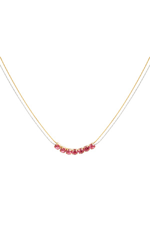 Necklace gold/silver with stone - pink h5 