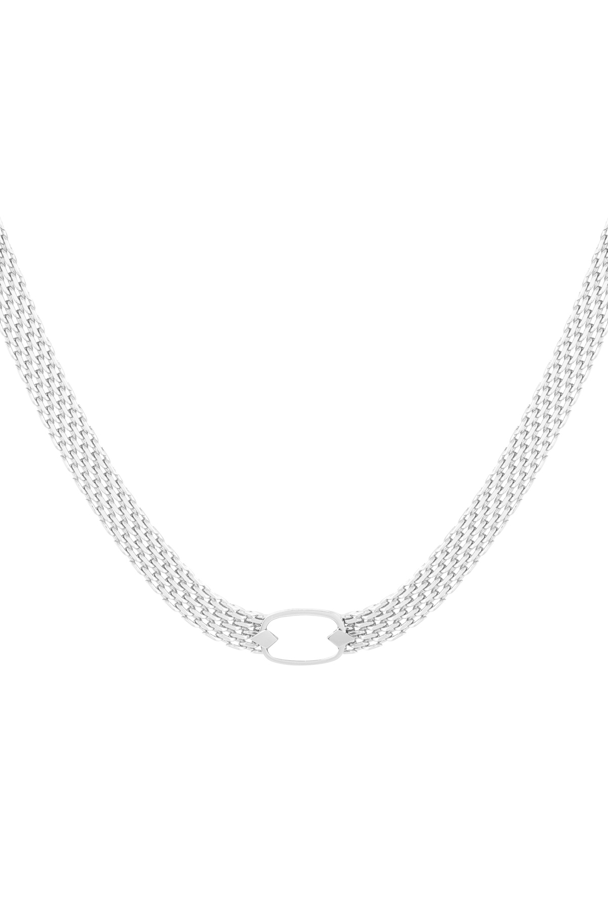 Flat links necklace - silver h5 