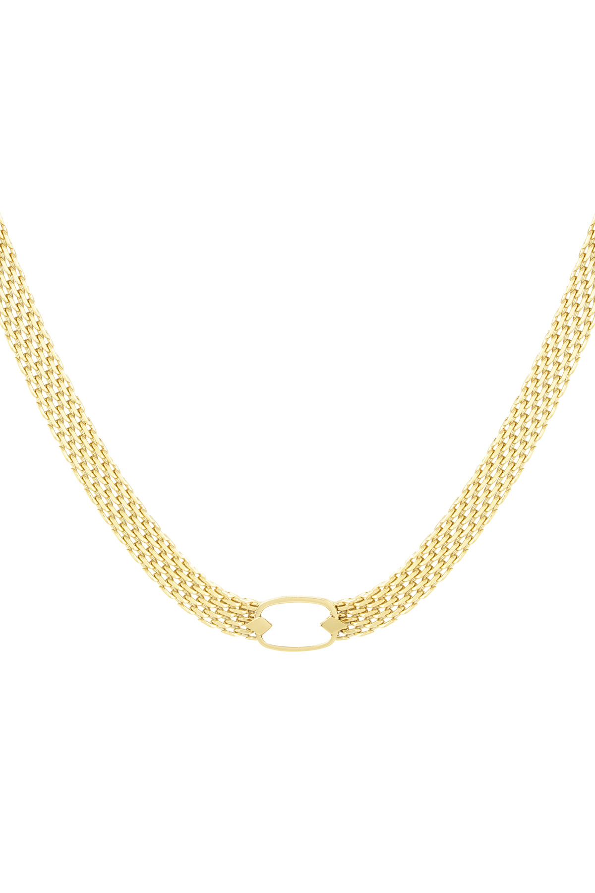 Flat links necklace - gold h5 